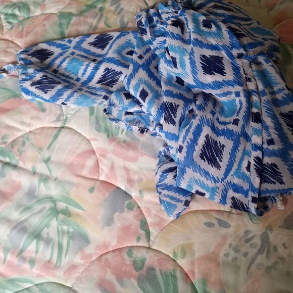 Blue Star One Size Blue White Cover Up Kimono Beach Dress - Picture 7 of 9